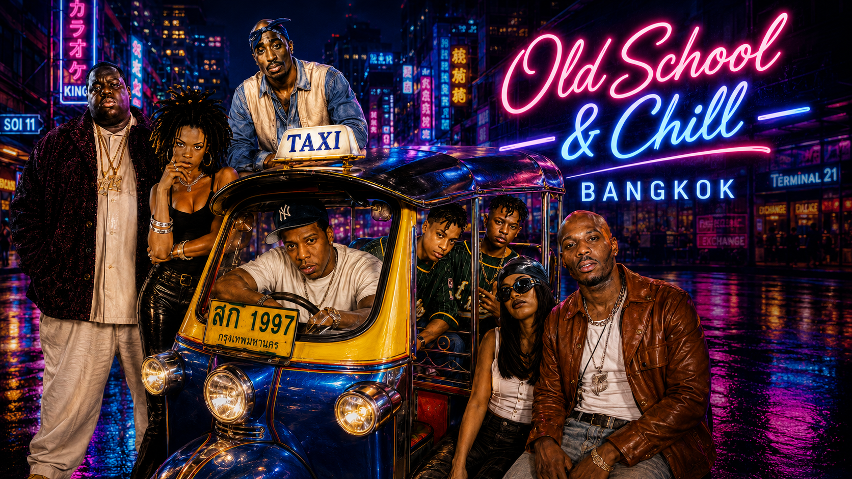 Old School & Chill Bangkok — the crew, Sukhumvit at night
